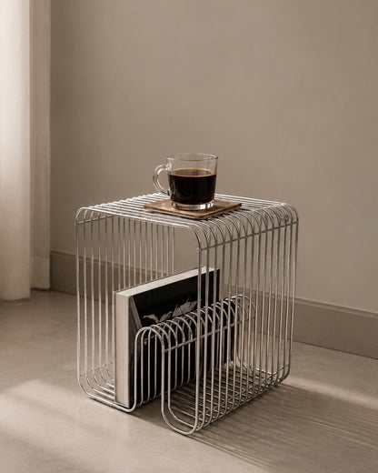 Chrome Side Table & Shelf