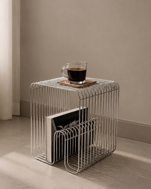 Chrome Side Table & Shelf