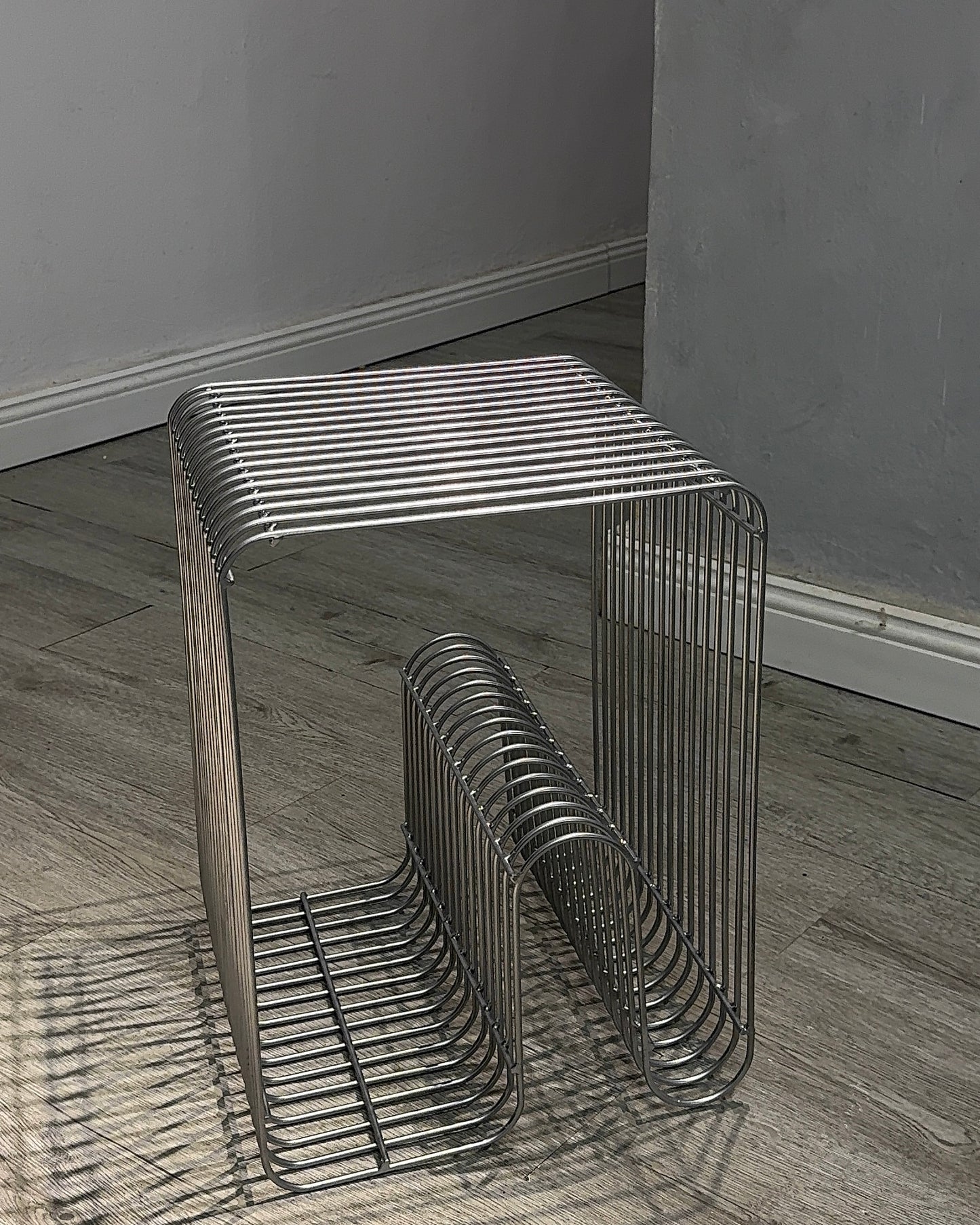 Chrome Side Table & Shelf
