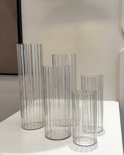Clear Ribbed Vase
