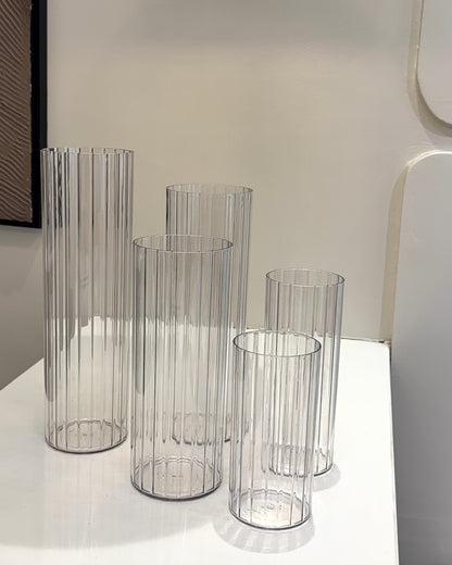 Clear Ribbed Vase
