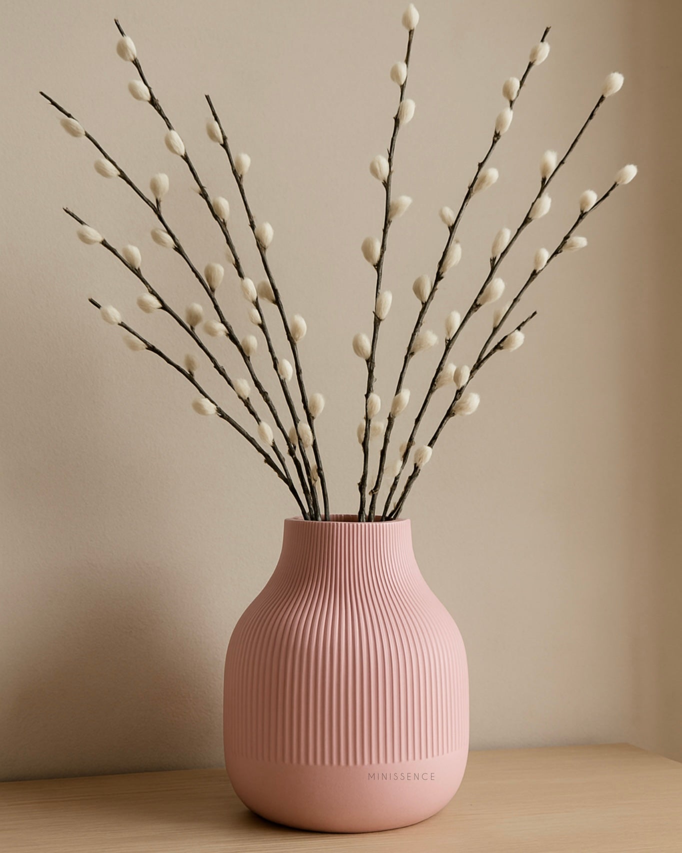 Pink Ribbed Vase