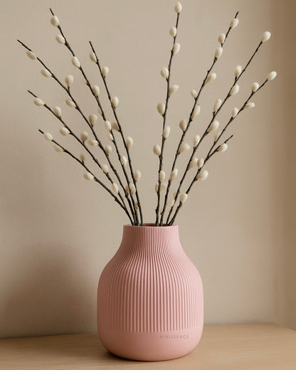 Pink Ribbed Vase