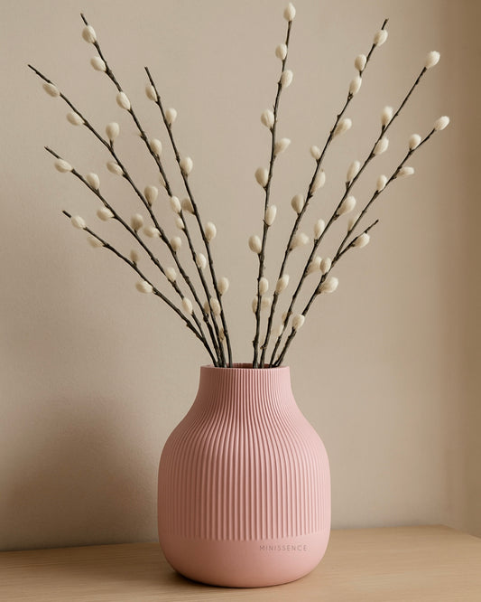 Pink Ribbed Vase