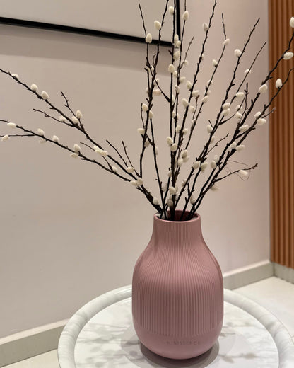 Pink Ribbed Vase