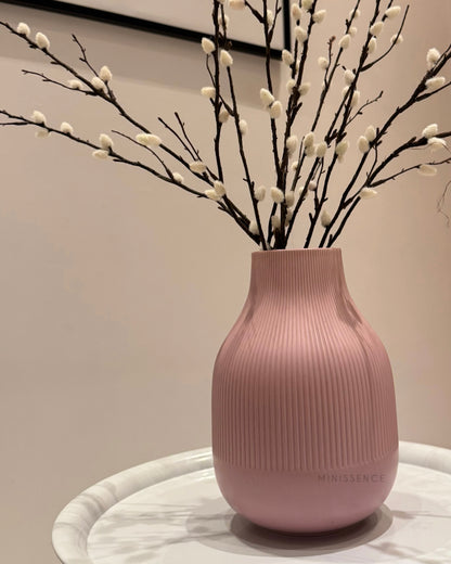 Pink Ribbed Vase
